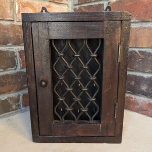 Solid Wood Key Hanging Wall Cabinet Box Handcrafted Rustic Shabby Farmhouse